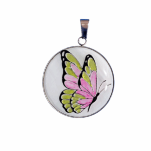 Mariposa rosa y verde